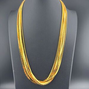 Vintage Gold tone Multi 10 Strand Chain Necklace 22"